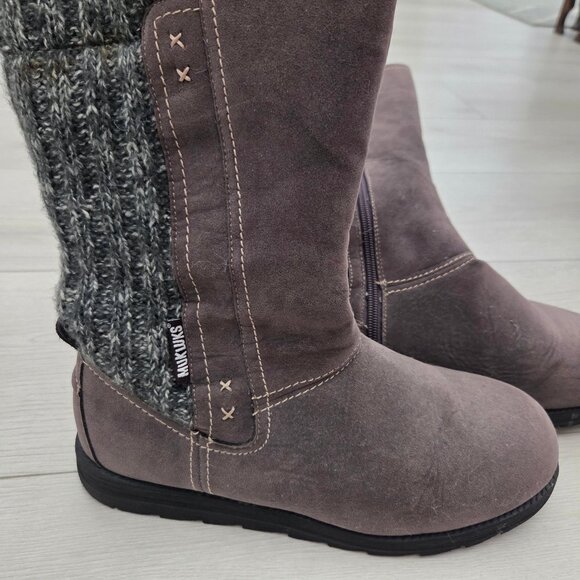 Muk Luks Womens 9 Gray Boots Shoes Lila Sherpa Fleece Lining Winter - Picture 2 of 8